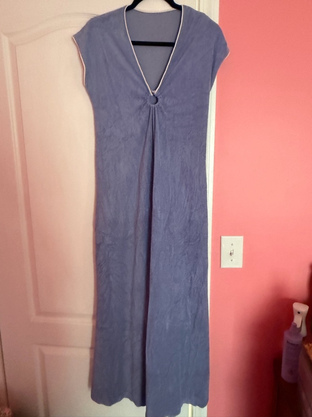Vintage Terry Cloth Maxi Dress in Lavender Blue